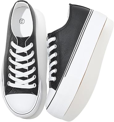Rominz Womens Platform Sneakers PU Leather Tennis Shoes