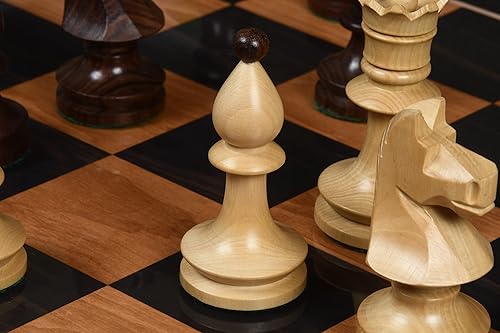 Vista 5 de Reproduced Romanian-Hungarian National Tournament Weighted Chess set in Indian Rosewood & Natural Boxwood chess pieces Handmade Chess Set