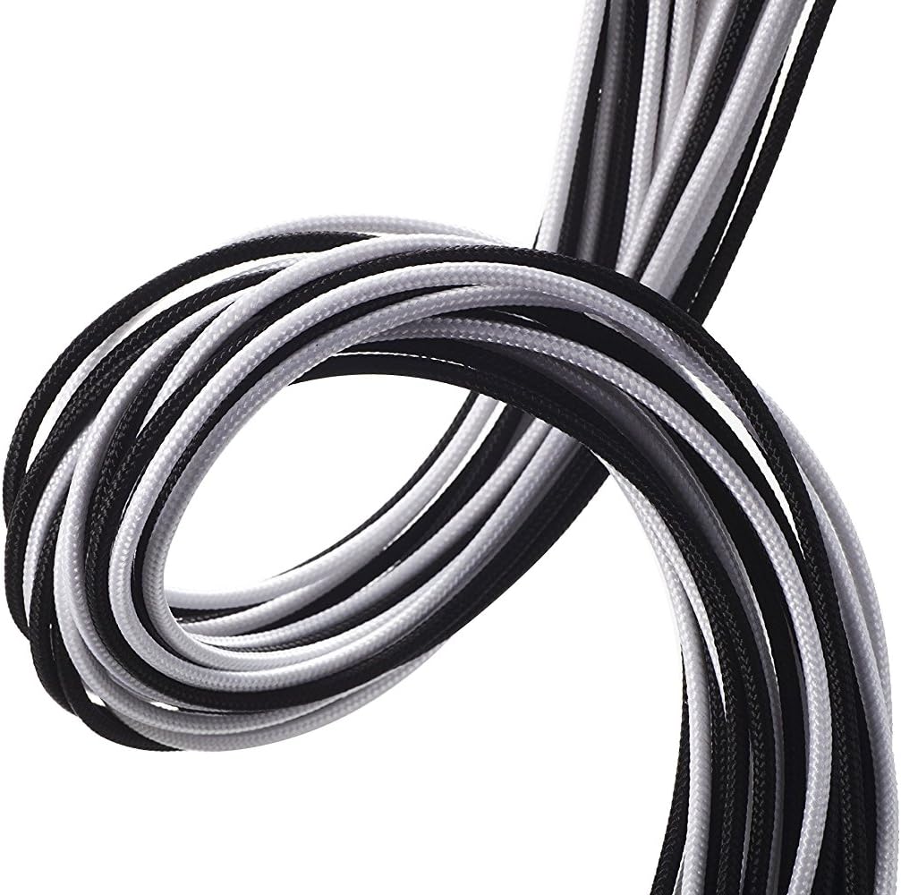 Lіmіtеd Stосk upHere Sleeved Cable - Cable Extension for Power Supply with Extra-Sleeved 24-PIN 6-PIN 4+4 PIN 500mm Length, Black/White(19.7 inch/ 50CM),SC508