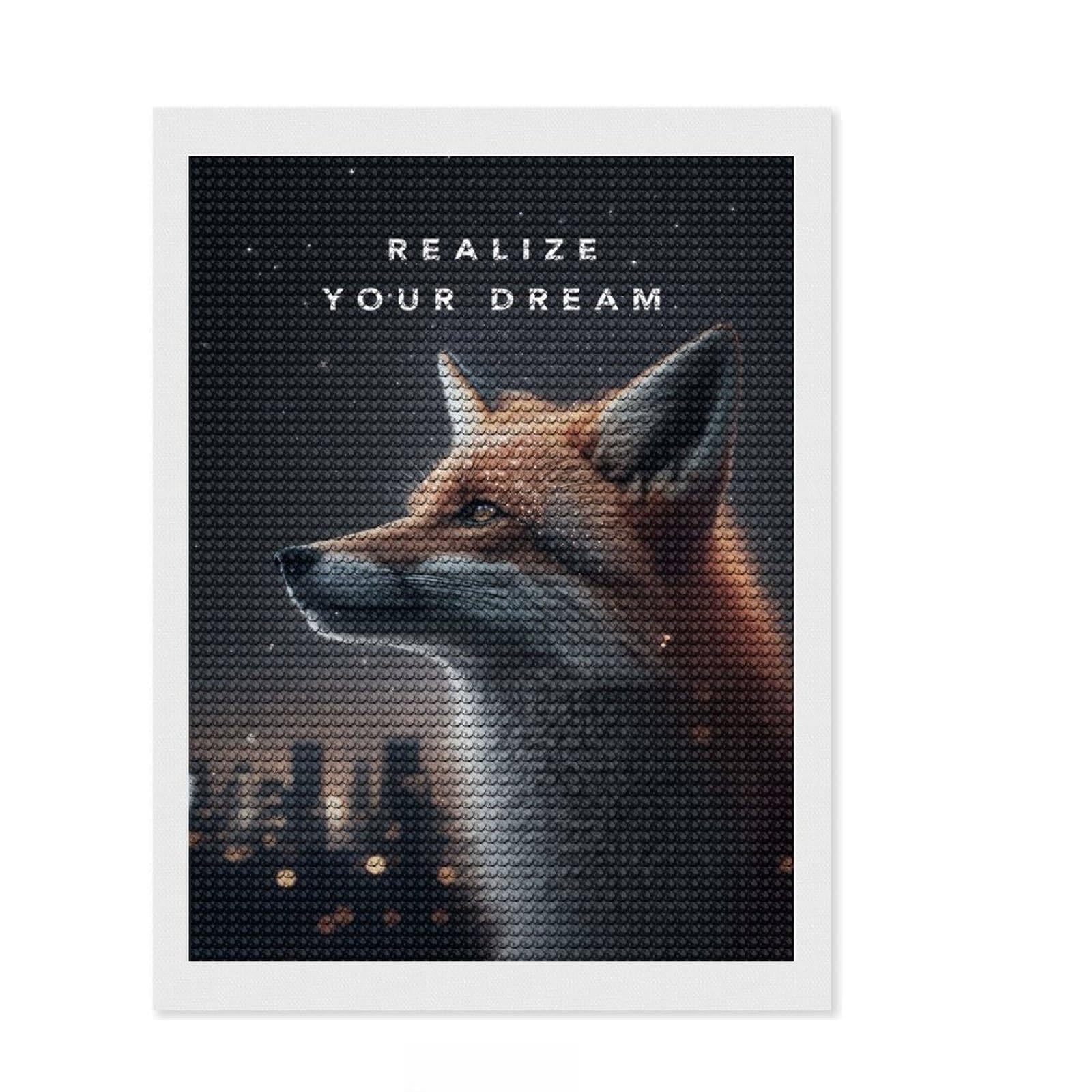 Junmoney Realize Your Dream Diamond Painting Kit 12"x16", Easy to Follow Symbols, Stress Relief Craft, Farmhouse Decor, Birthday Gift