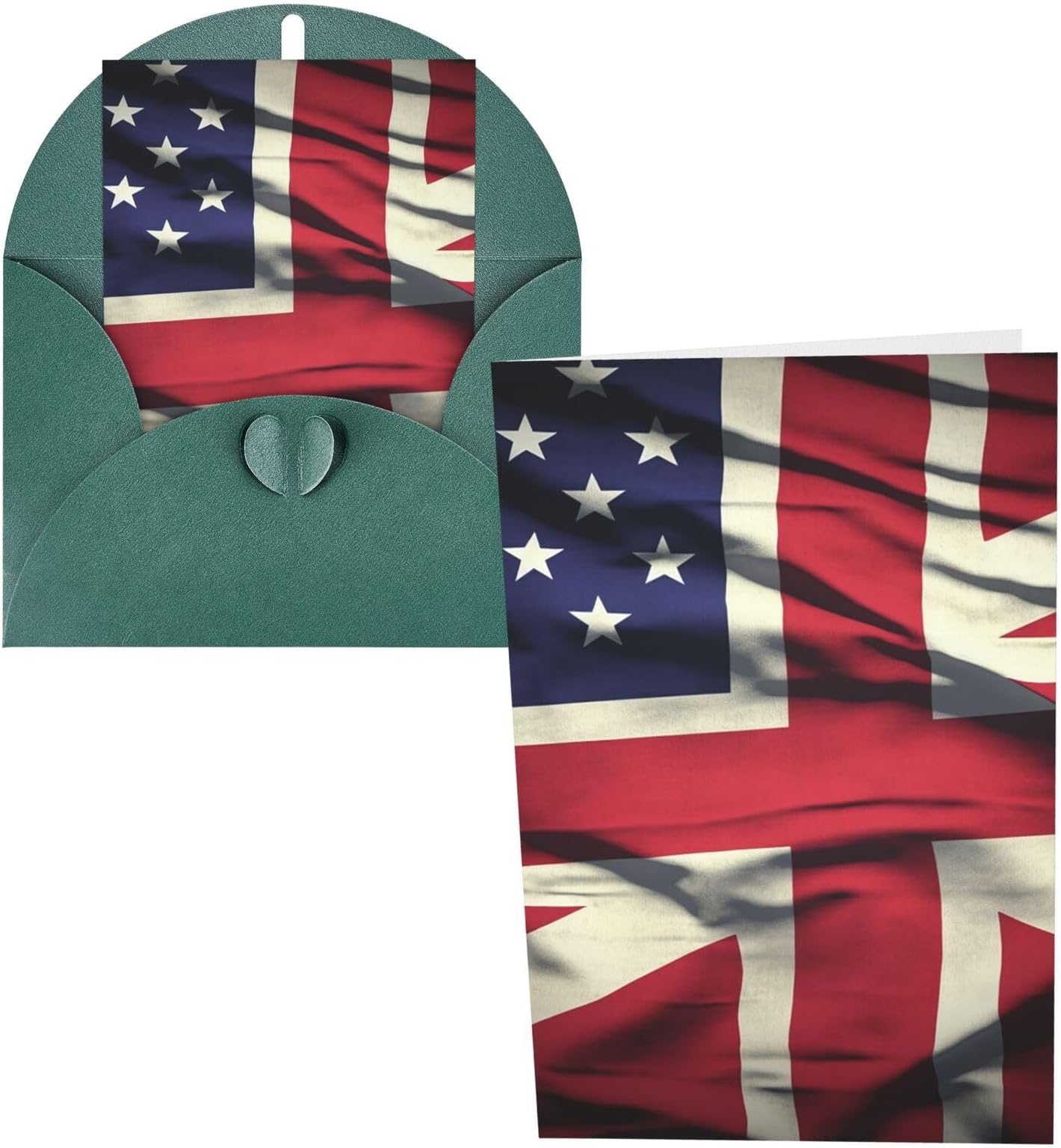 Blank Greetings Card 4'' X 6'' With Envelopes, Usa Uk Flag Thank You Cards Note Cards Dark Green All Occasion Cards For Christmas Holidays Birthday Graduation Anniversaries
