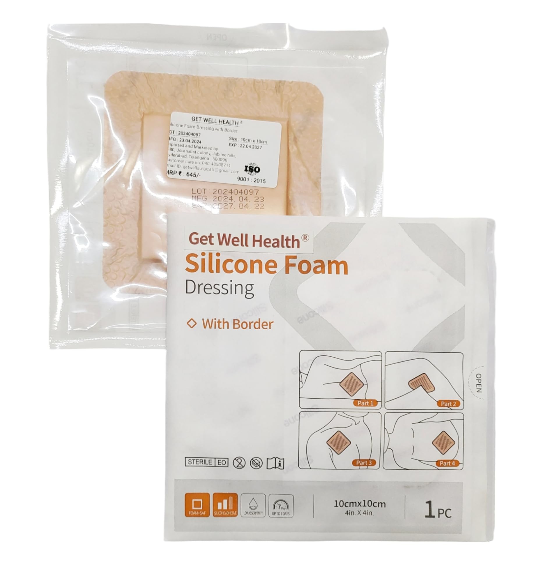 Dressing pad for bed sores 10cm x 10 cm (Pack of 2 pcs)