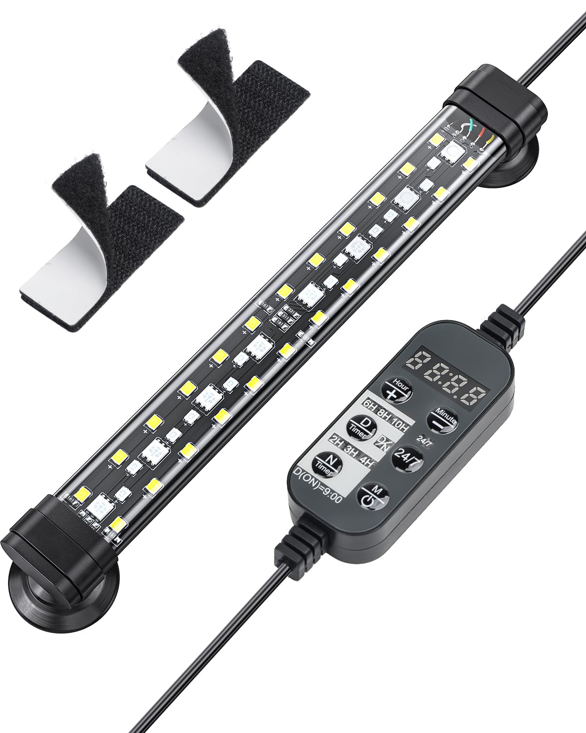 Pawfly 5 W Aquarium LED Light 8 Inch 24/7 Fish Tank Light with Full Spectrum Brilliant White Blue Red Green Lights Multi-Colored LEDs with D/N Mode Single Color Effects Timer and Adjustable Brightness