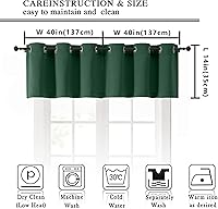 Vista 82 de Simplebrand Juego de 2 paneles de cenefa aguamarina para ventana de cocina de 14 pulgadas de largo, cortinas de oscurecimiento de habitación