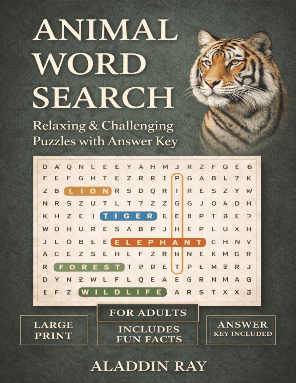 Animal Word Search: 35 Relaxing Puzzles for Adults with Large Print, Fun Animal Facts & Full Answer Key