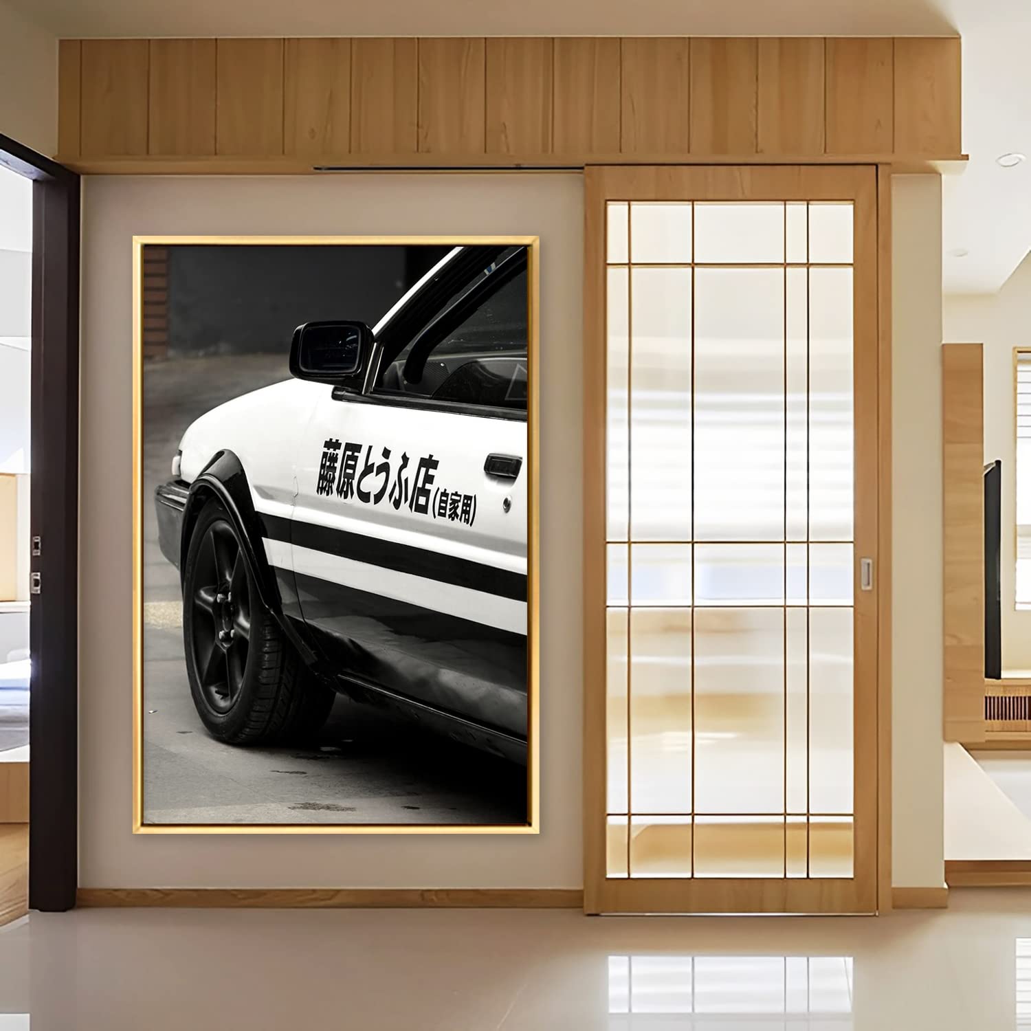 Amazon.co.jp: 絵画 日本の乗用車ですインテリア 絵画 白黒の車です