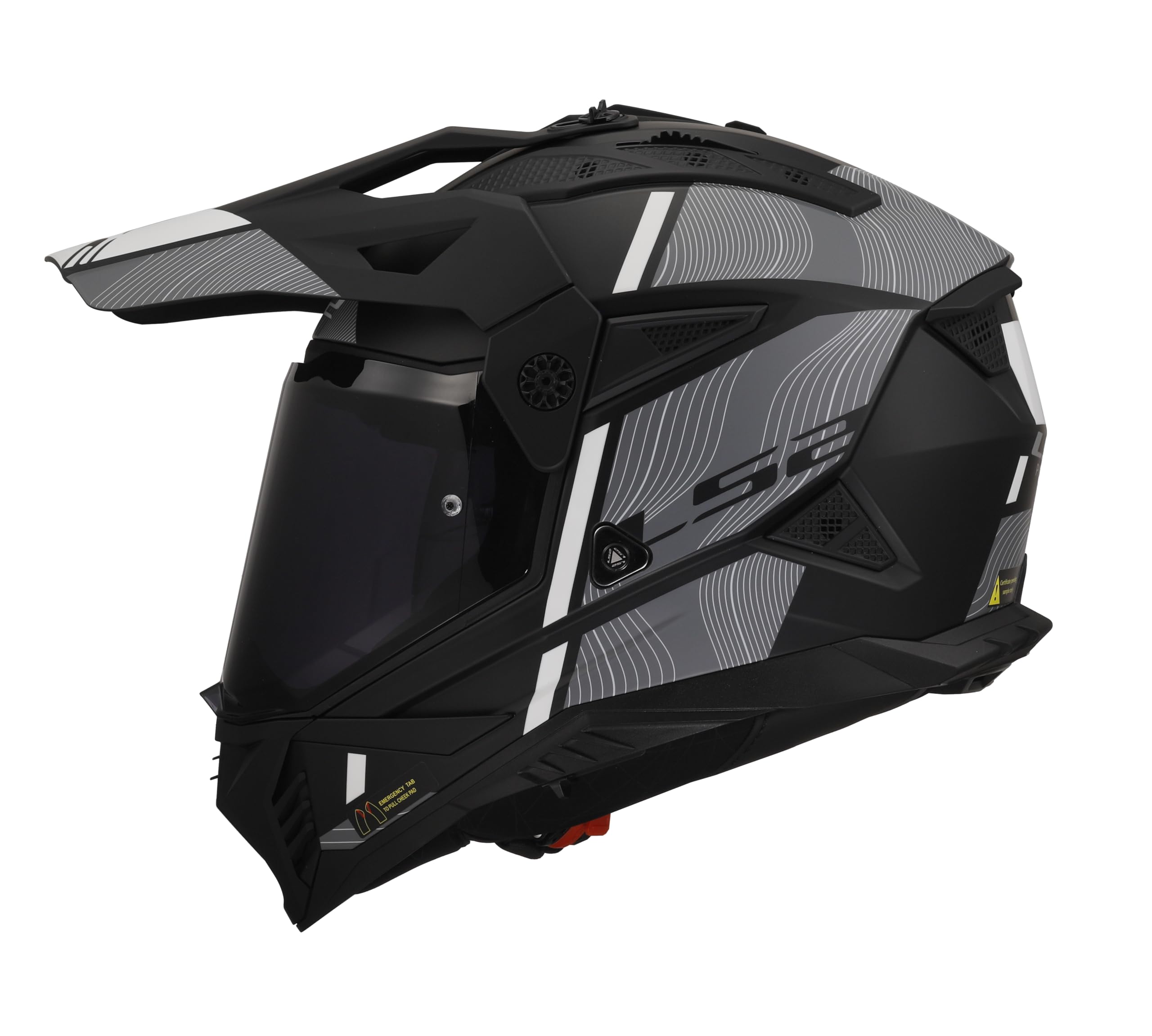 LS2, Casco Moto Cross PIONEER II HILL Matt Black White, S
