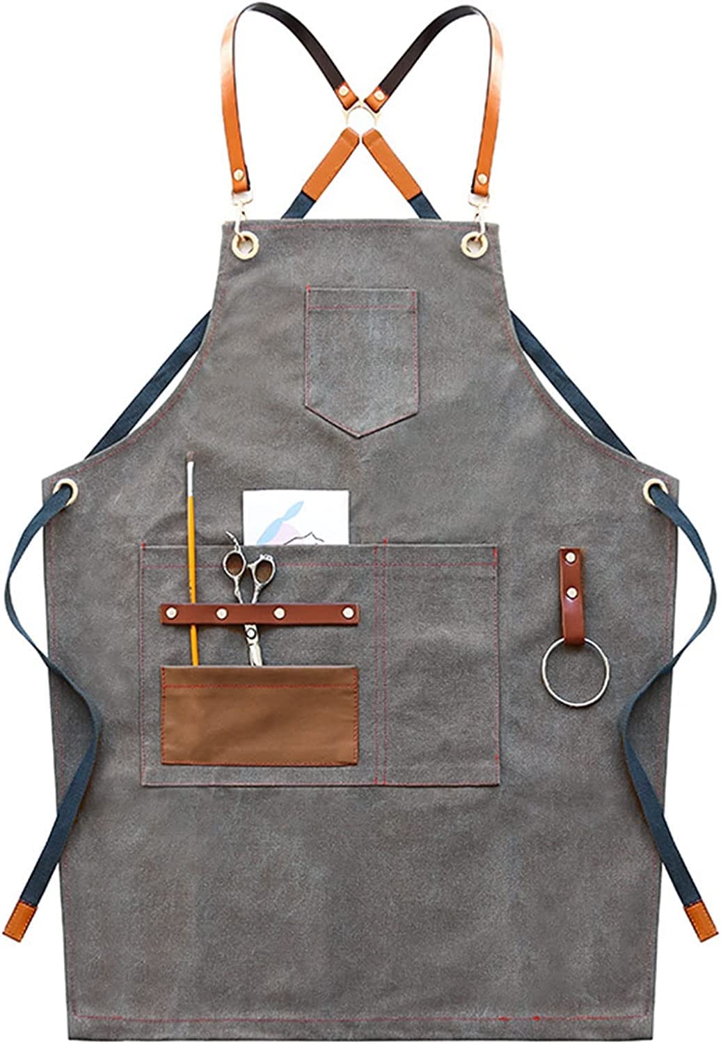 Tablier de Travail, Tablier de Soudure Tablier de Travail en Toile Tabliers d'outils résistants à l'eau avec Poches Unisexe Fit Chefs de Cuisine (Color : C)