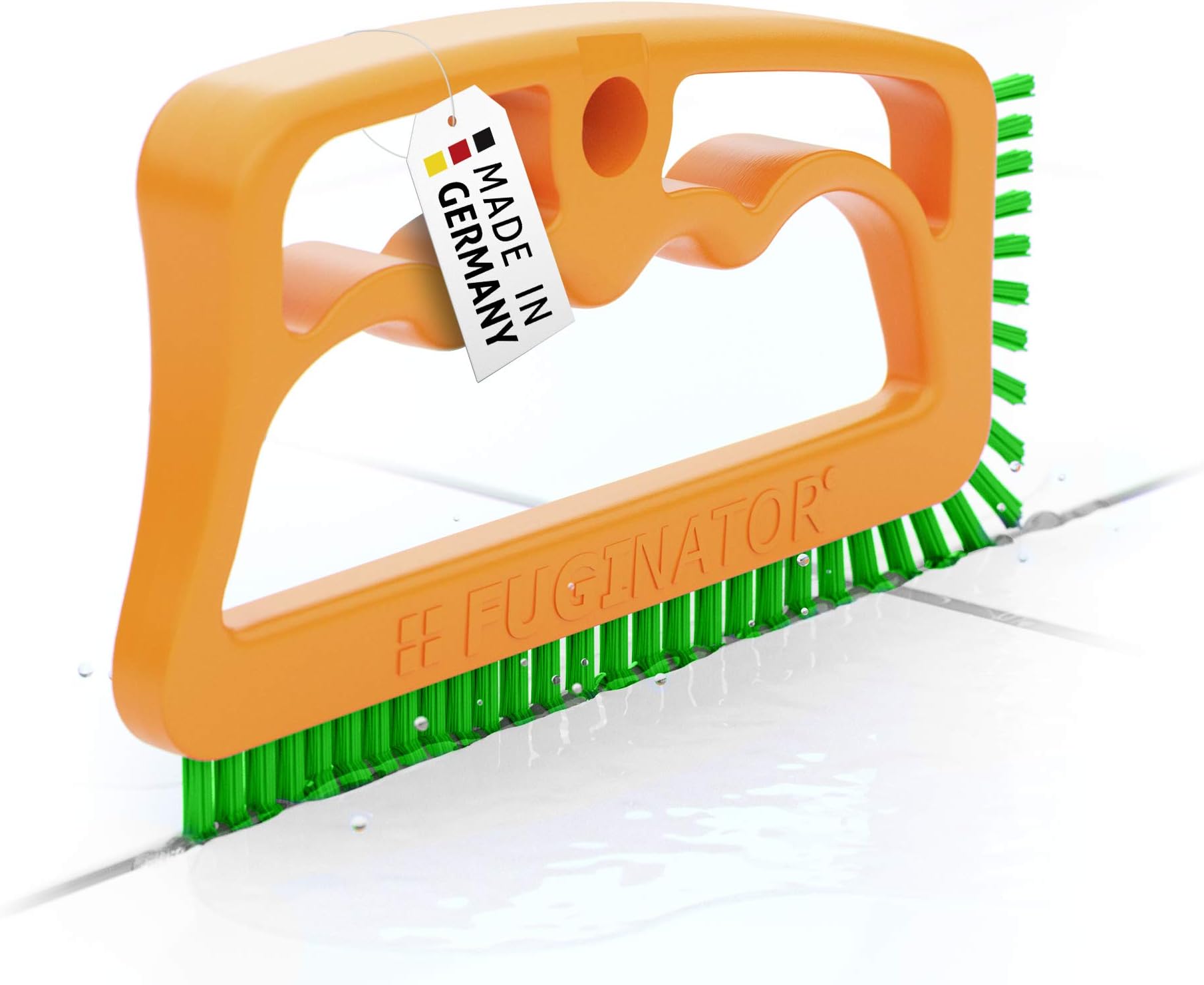 Fuginator® Tile Joint Brush Orange/Green – Innovative Grout Brush for Cleaning Joints in Bathroom, Kitchen & Household