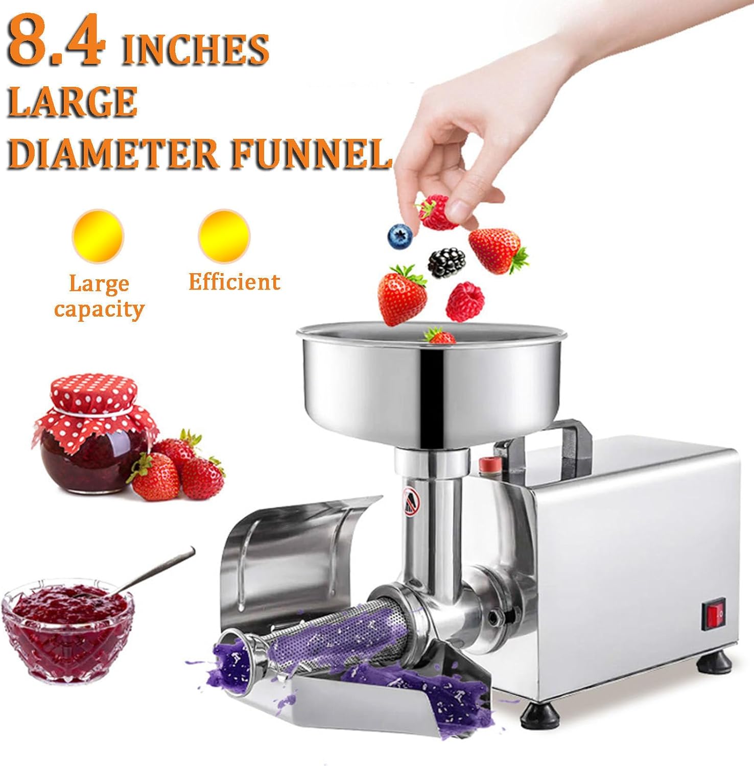 Electric Tomato Strainer 370W Tomato Milling Machine Stainless Steel Tomato Press Homemade Sauce and Salsa Maker Puree Maker