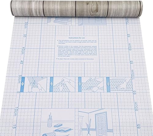 Miniatura 4 de SimpleLife4U Papel de grano de madera gris para muebles para encimera, autoadhesivo, revestimiento de estantes, etiqueta para puerta, 17.7 pulgadas