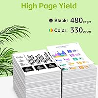 Vista 3 de greencycle Paquete combinado de 63 cartuchos de tinta remanufacturados XL de repuesto para HP 63XL compatible con Envy 4520 4512 4516 Officejet 4650