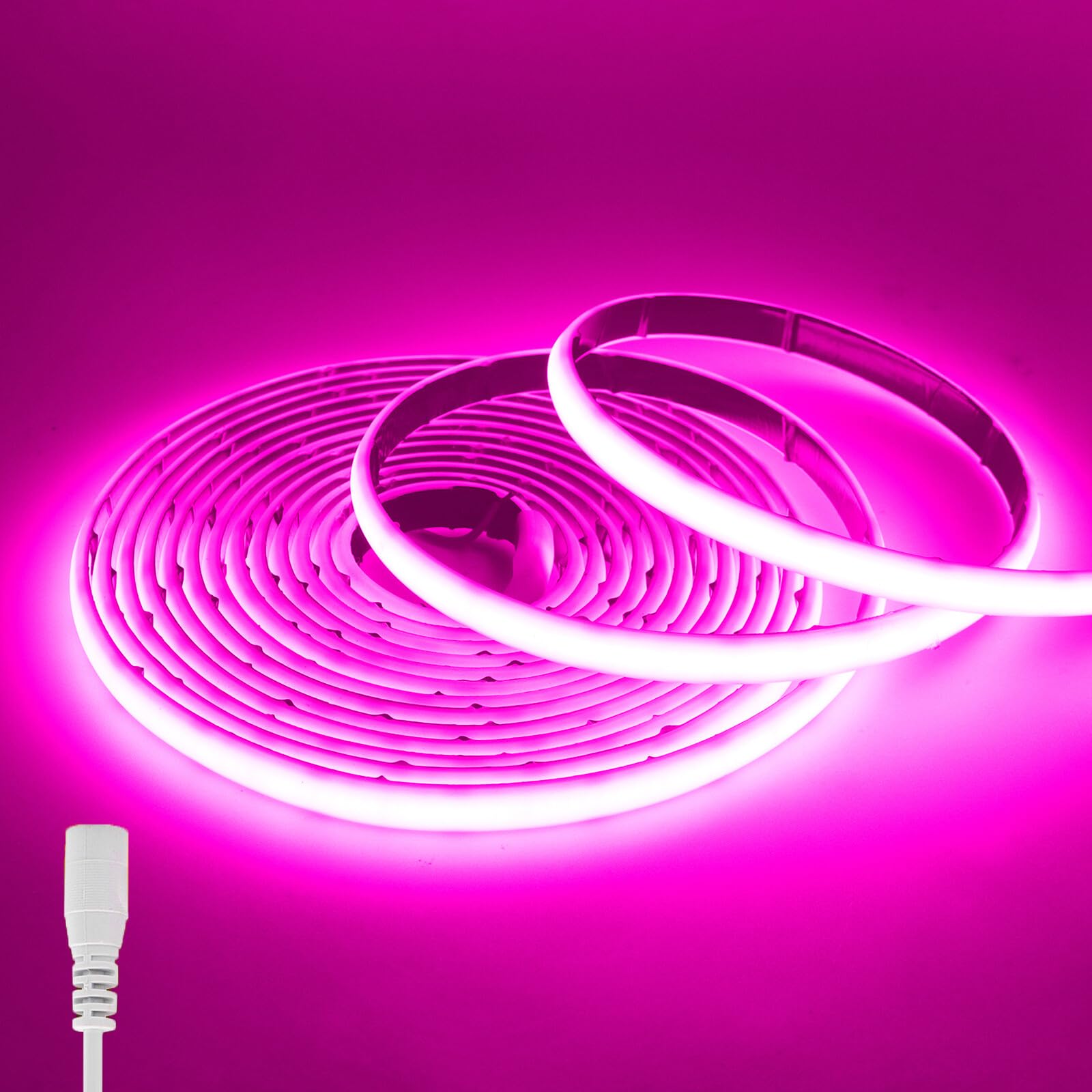KAFULA 12V COB LED neon Strip [6m, Pink Light], 320 LEDs/m IP68 Waterproof Flexible LED Light Strip CRI90+, Double-Sided Adhesive Installation, can be Cut Every 5cm, Home Decoration