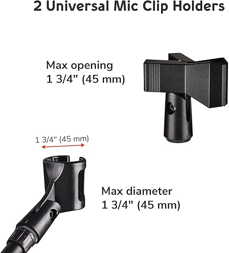 Miniatura 3 de AW Soporte de micrófono de altura ajustable Clip de micrófono dual Tipo plegable giratorio de 90 grados trípode de brazo de pluma para escenario de