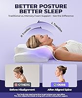 Vista 4 de Almohada cervical aprobada por el doctor para dormir, almohadas ergonómicas con contorno para dormir de lado para adultos, almohada ortopédica Gris