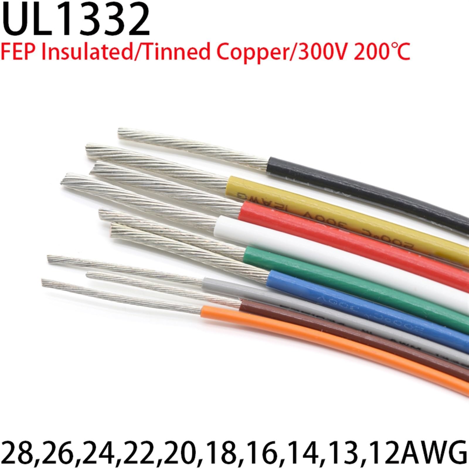 Outdoor Extension 1 Meters 5 Meters 28AWG 26AWG 24AWG 16AWG 12AWG UL1332 Wire Plastic Insulated High Temperature Electron Cable 300V Solar sheathed(Red,5meter 20AWG)
