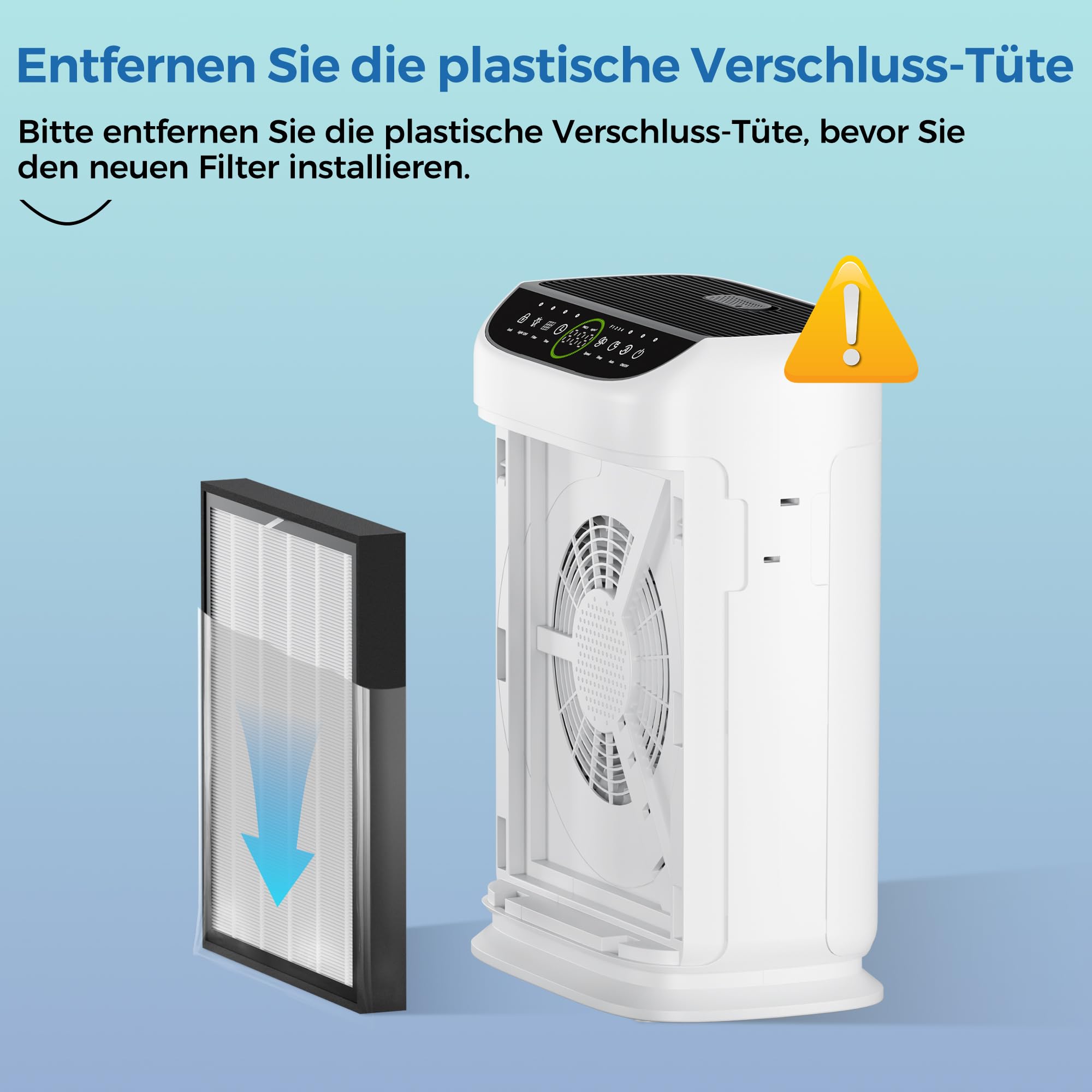 Ersatzfilter kompatibel mit dem ZX001-Luftreiniger, 3-in-1-HEPA- und Hochleistungs-Aktivkohlefilter für den Hausgebrauch, 2er-Pack