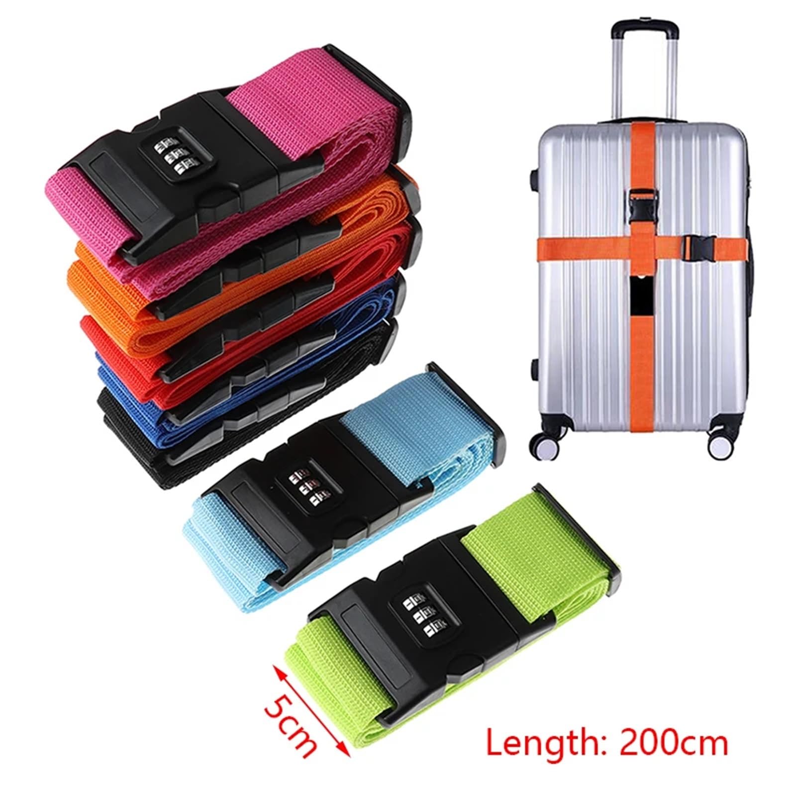 4 Stück Reisegepäck Koffer Secure Lock Nylon Packgurt Gürtel Für Koffer(Pink)