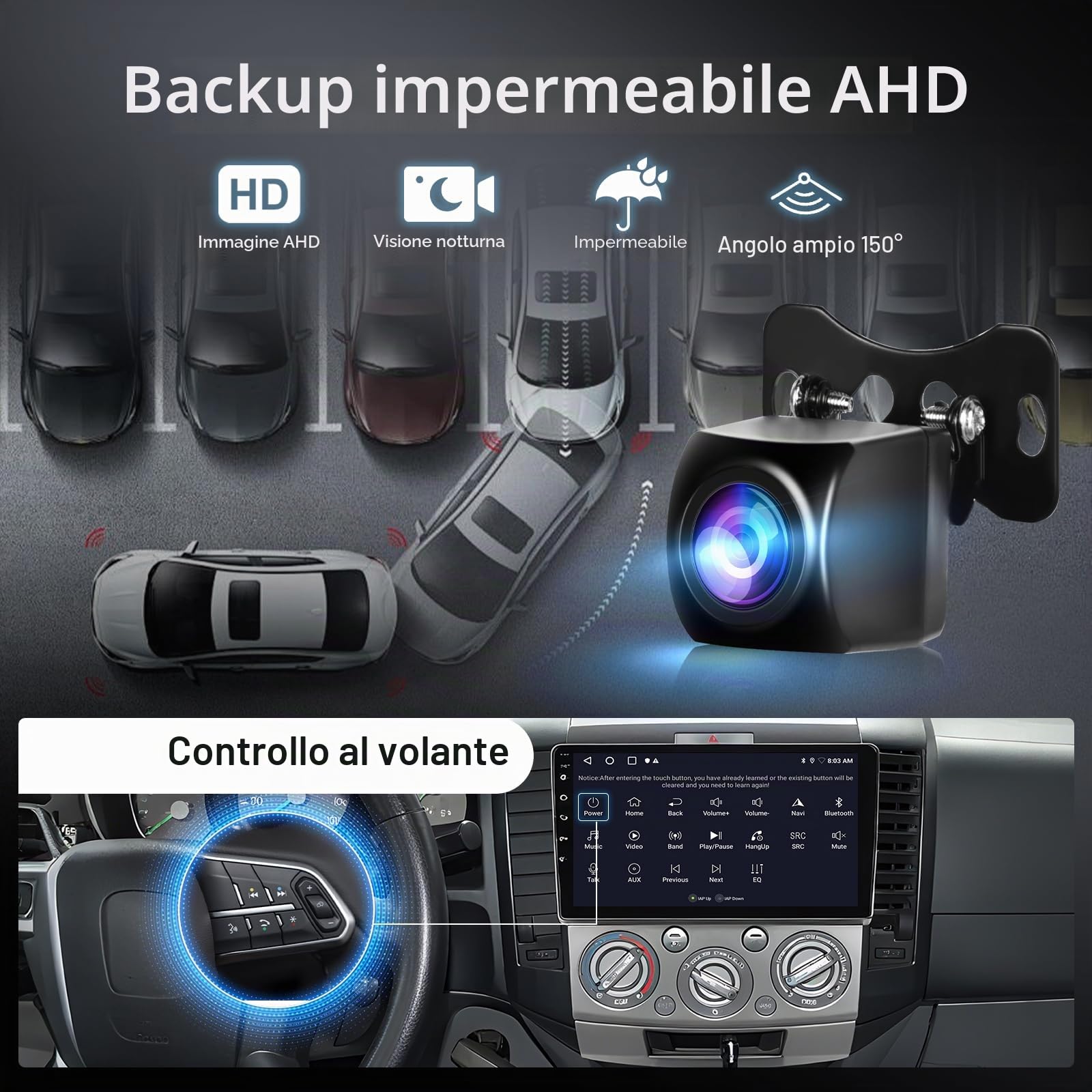 Hodozzy 2GB 64GB Android Autoradio per Ford Everest Ranger 2012-2017/Mazda BT50 BT-50 2006-2011 Wireless Carplay Android Auto, 9 Pollici Touchscreen Stereo GPS WiFi Bluetooth Radio FM/RDS Retromarcia