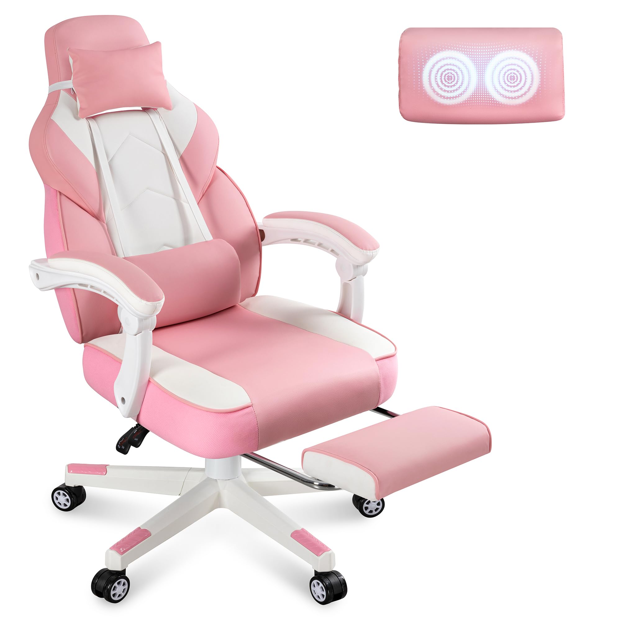 Gaming Chair for Adults, Gaming Chairs with Footrest, Ergonomic Video Game Chair with Massage Lumbar Big and Tall Computer Chair, Height Adjustable