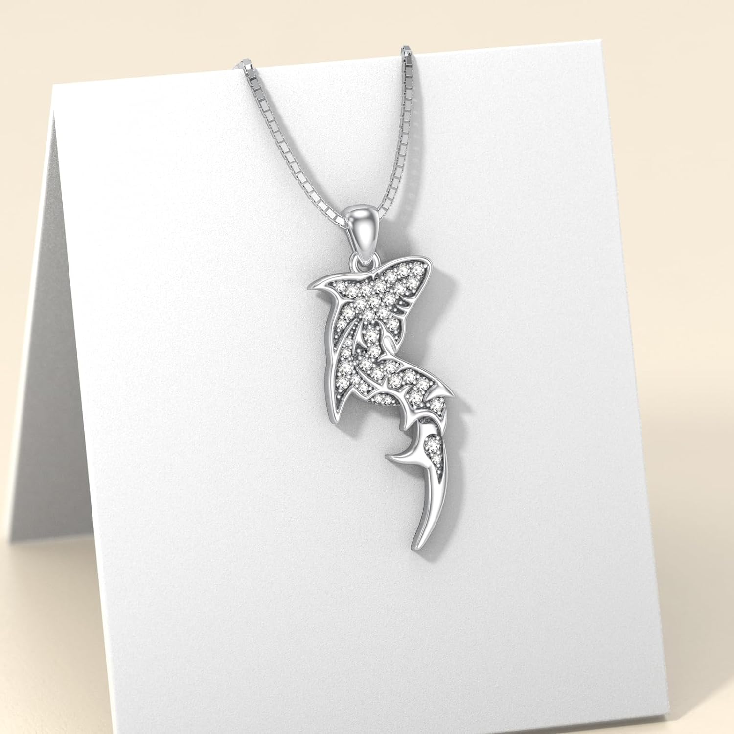 925 Sterling Silver Shark Pendant Necklace for Women Jewelry Gifts - Image 2