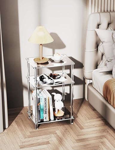 Miniatura 7 de Acrylic Side Table Clear 3-Tier End Table for Living Room, Office, Hallway, Bedroom Small Bedside Table