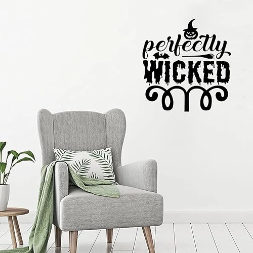 Miniatura 6 de Adhesivo decorativo de pared de Halloween, calcomanías de pared perfectamente malvadas para comedor, sala de estar, dormitorio, oficina, escuela,