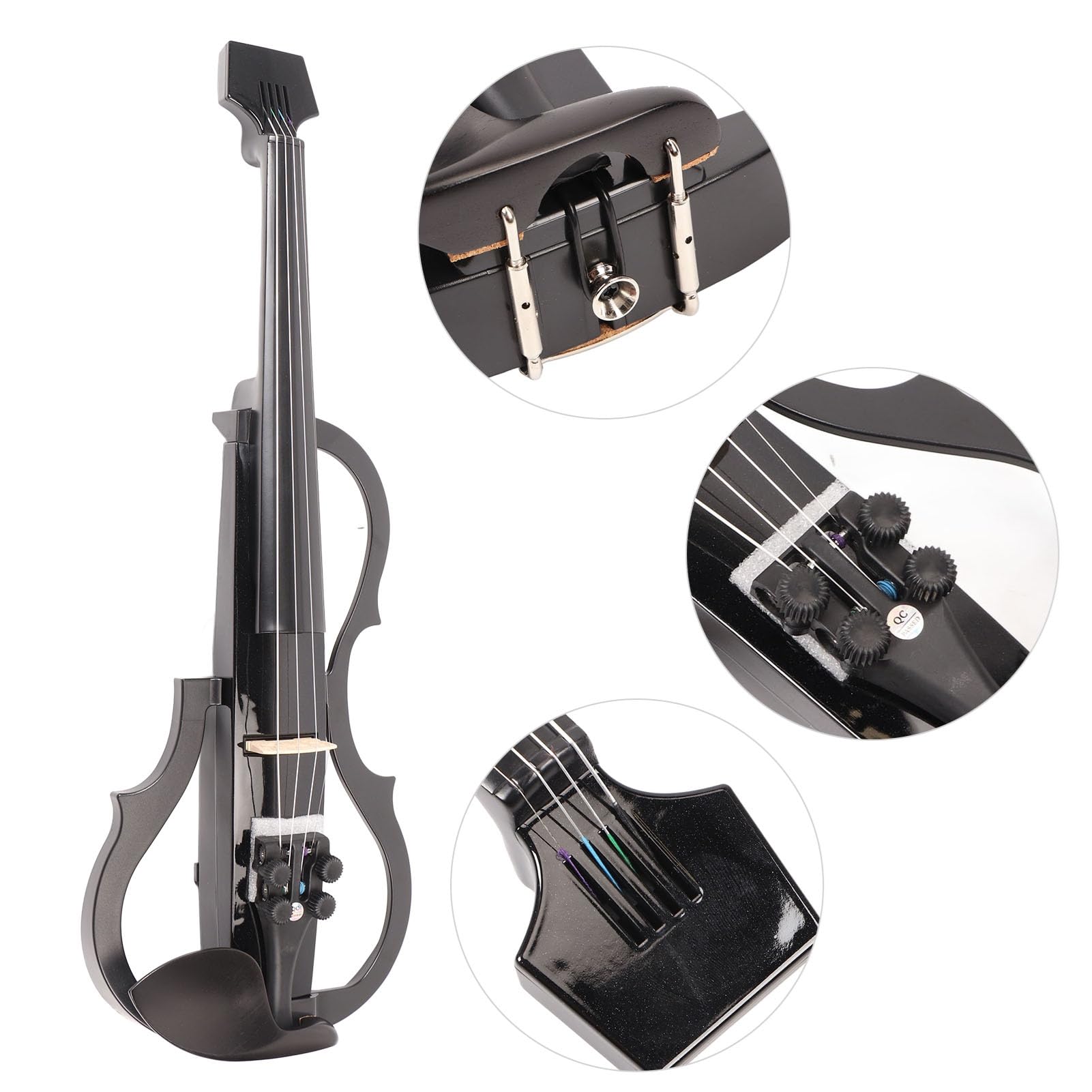 Violino Elettrico Cecilio 4/4 Silenzioso - Muto in Legno di Acero e Fibra di Carbonio per Adulti e Principianti