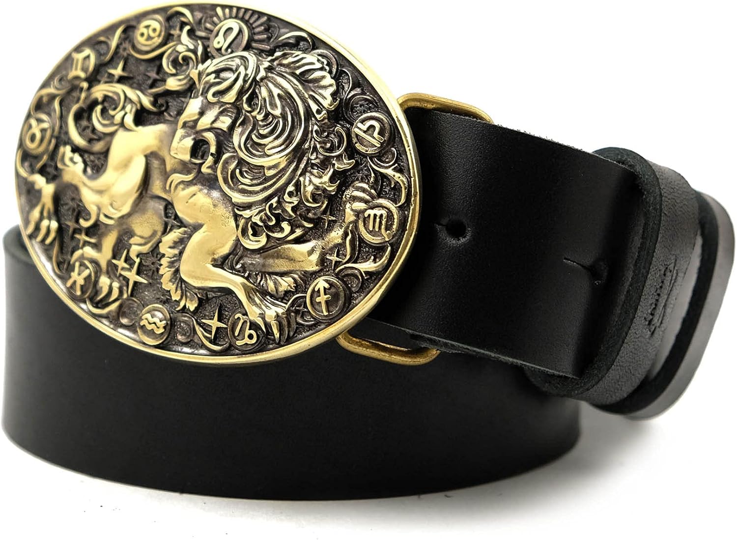 Leo belt buckle, Lion Horoscope Astrological Zodiac Sign solid brass belt buckle for casual belt for men and women
