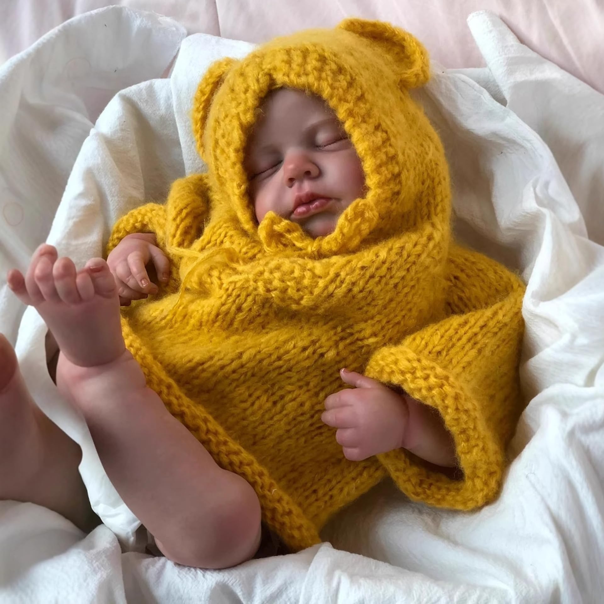 YIHANGG 49cm Bambola Bebe Reborn Realistica Maschio Bambole Reborn Che Sembrano Vere Occhi Chiusi Bambolotto Neonato Reborn Compleanno Natale Regalo