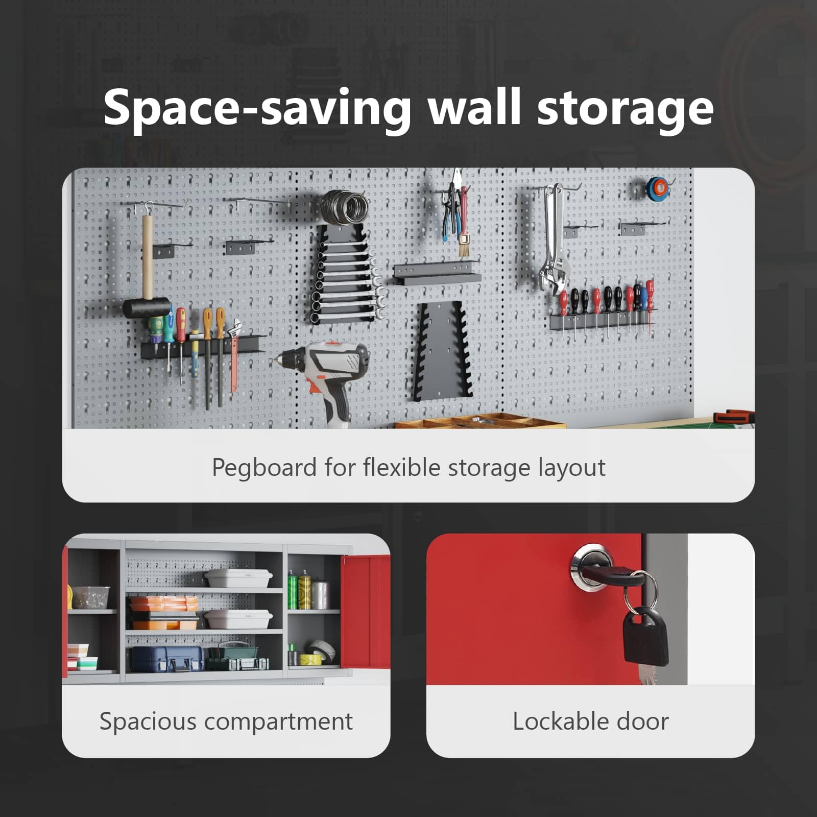 vidaXL Set di armadi per attrezzi con lo scaffale 6 pz Rosso
