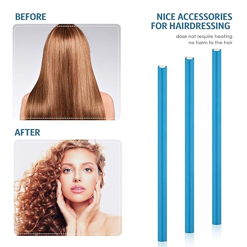 Miniatura 4 de 30 varillas rizadoras flexibles de espuma torcida, rodillos de espuma suave, sin calor, peine de cola de rata, peine de cola de rata, para mujeres y