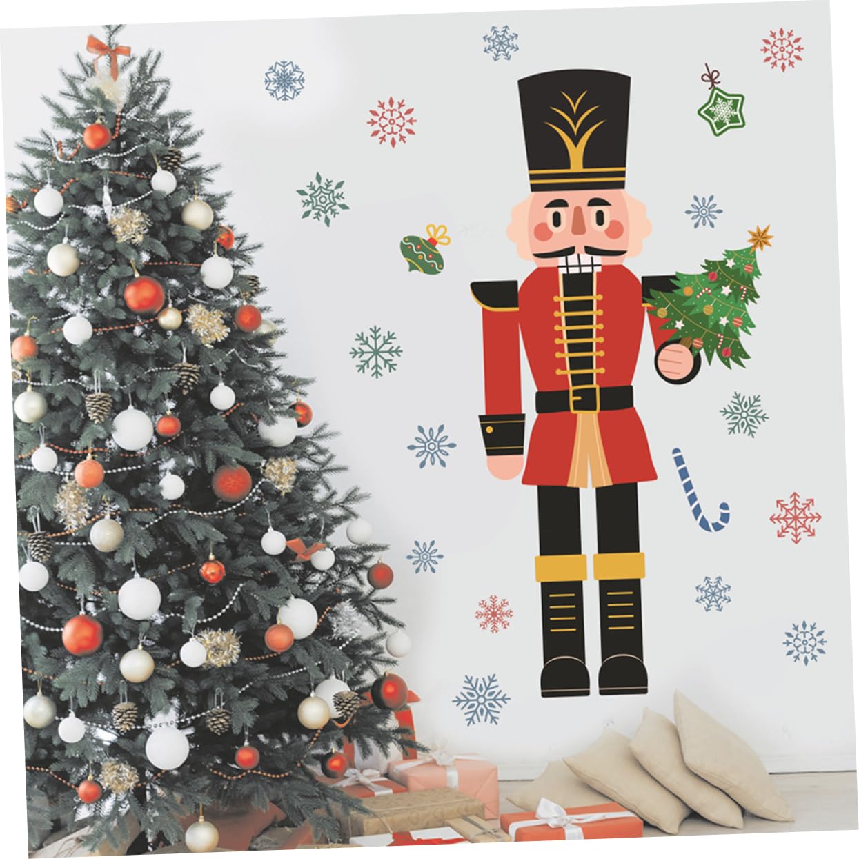 Zerodeko 5stücke Weihnachtlicher Fensteraufkleber Mit Nutcracker-design Selbstklebend Und Abnehmbar Für Dekoration Von Türen Und Wänden Für Festliche Ihrem Zuhause Oder Geschäft