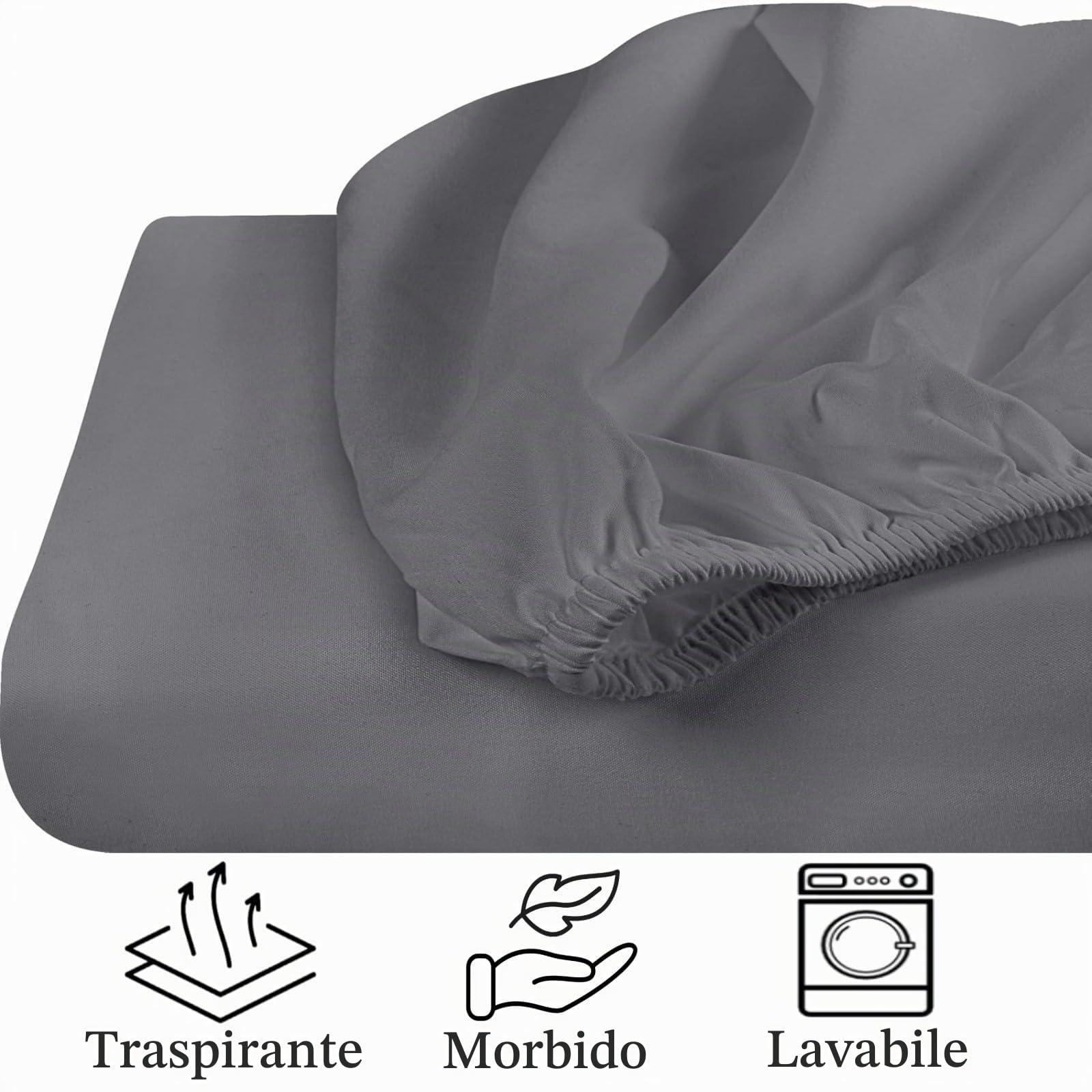 Lenzuola Camper per VW T5 T6 T6.1 Ocean Letto Pieghevole | Morbido, Bordo Elastico a 360°, Grigio, Coprimaterasso, Fodera Protettiva per Letto Camper