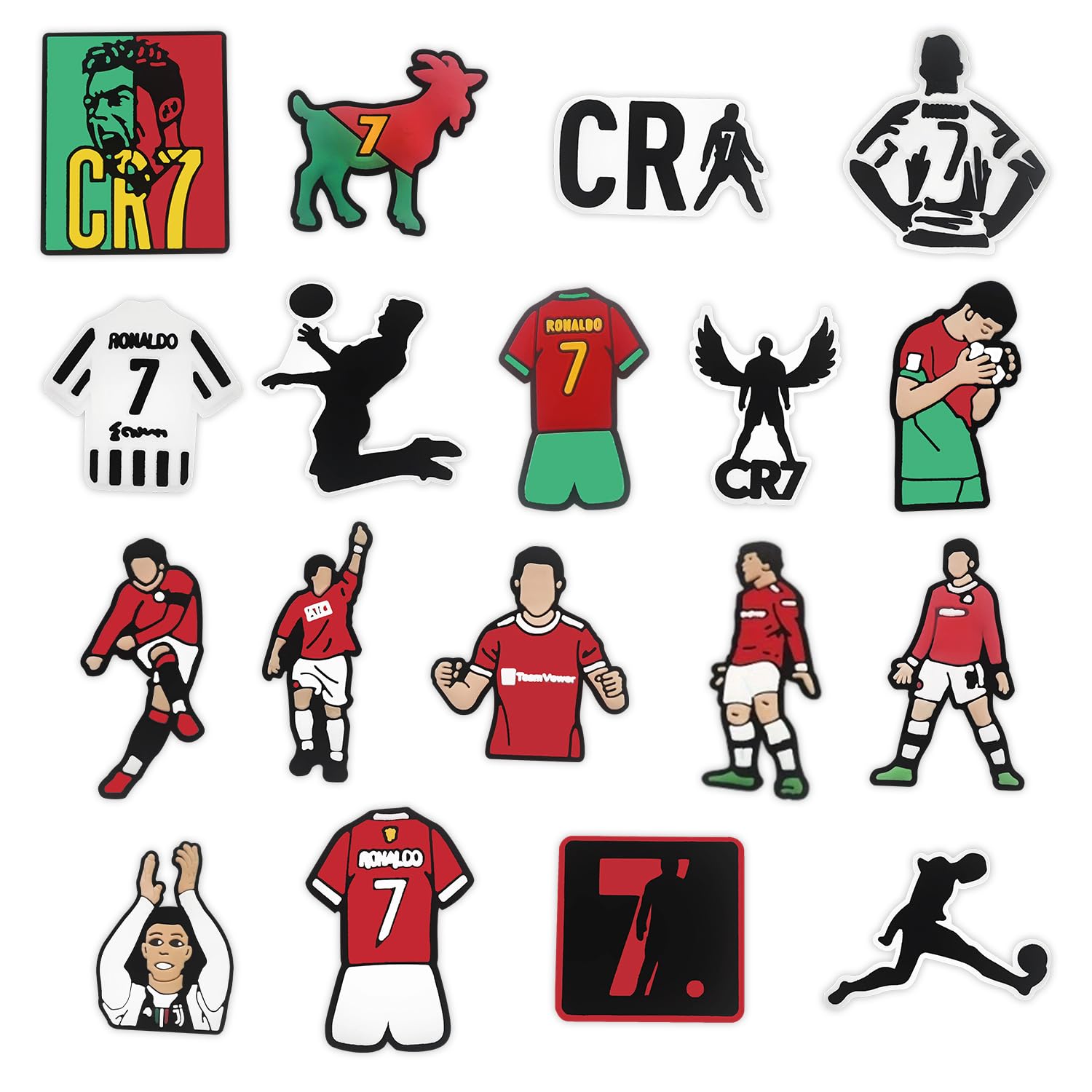 Croc CR7 18 dijes para zapatos, accesorio de cocodrilo para adultos y niños, fútbol para zuecos