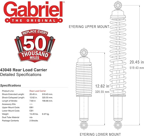 Miniatura 4 de Gabriel 43048 Amortiguadores de remolque traseros con resortes helicoidales para modelos seleccionados Chevrolet, Dodge, Ford, International, Jeep,