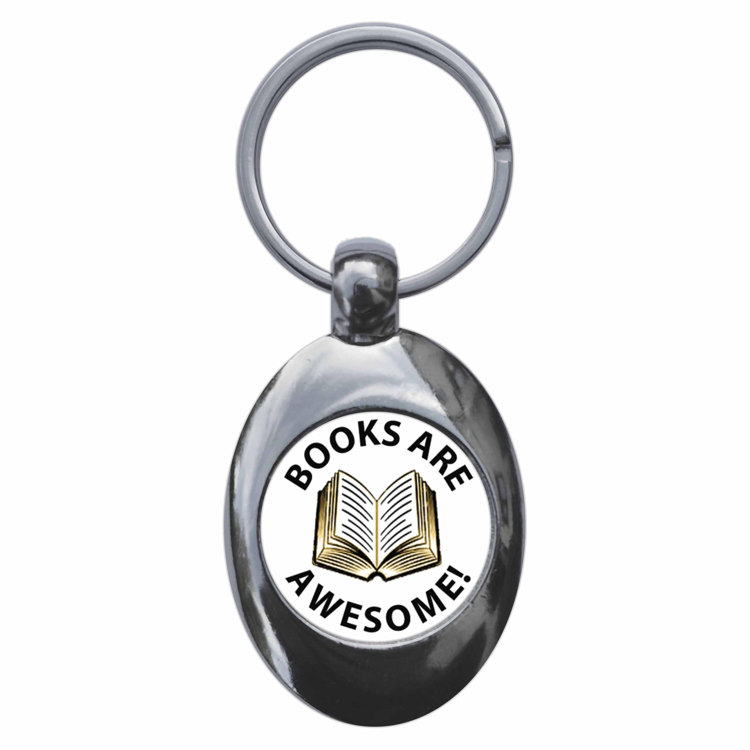 Ozorath Books Are Awesome Keyring Keychain Key Ring Chain With Trolley Coin