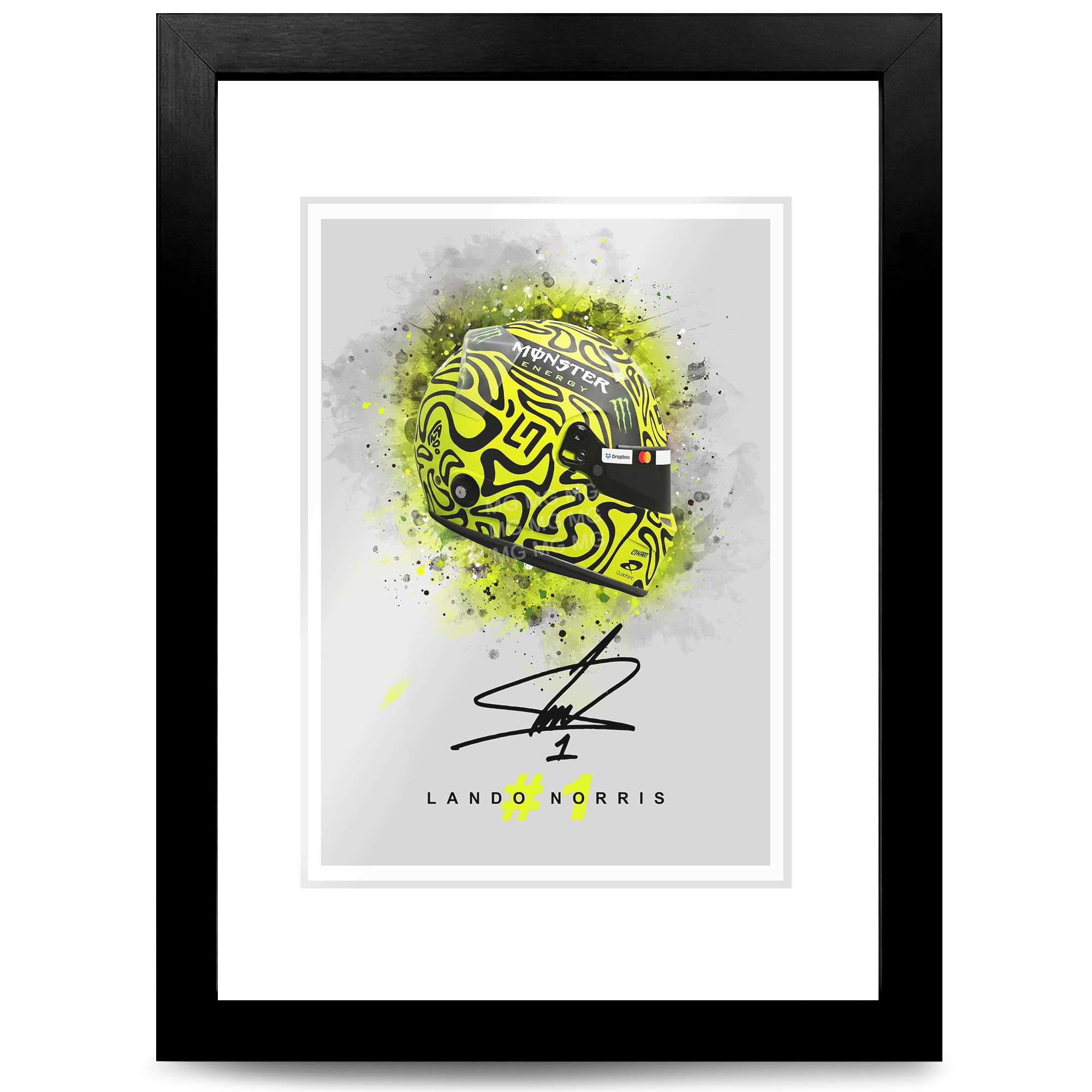 Lando Norris Signed Photo F1 Legend Helmet Poster Print Autograph Framed Display Memorabilia Gift (A4 framed & mounted)