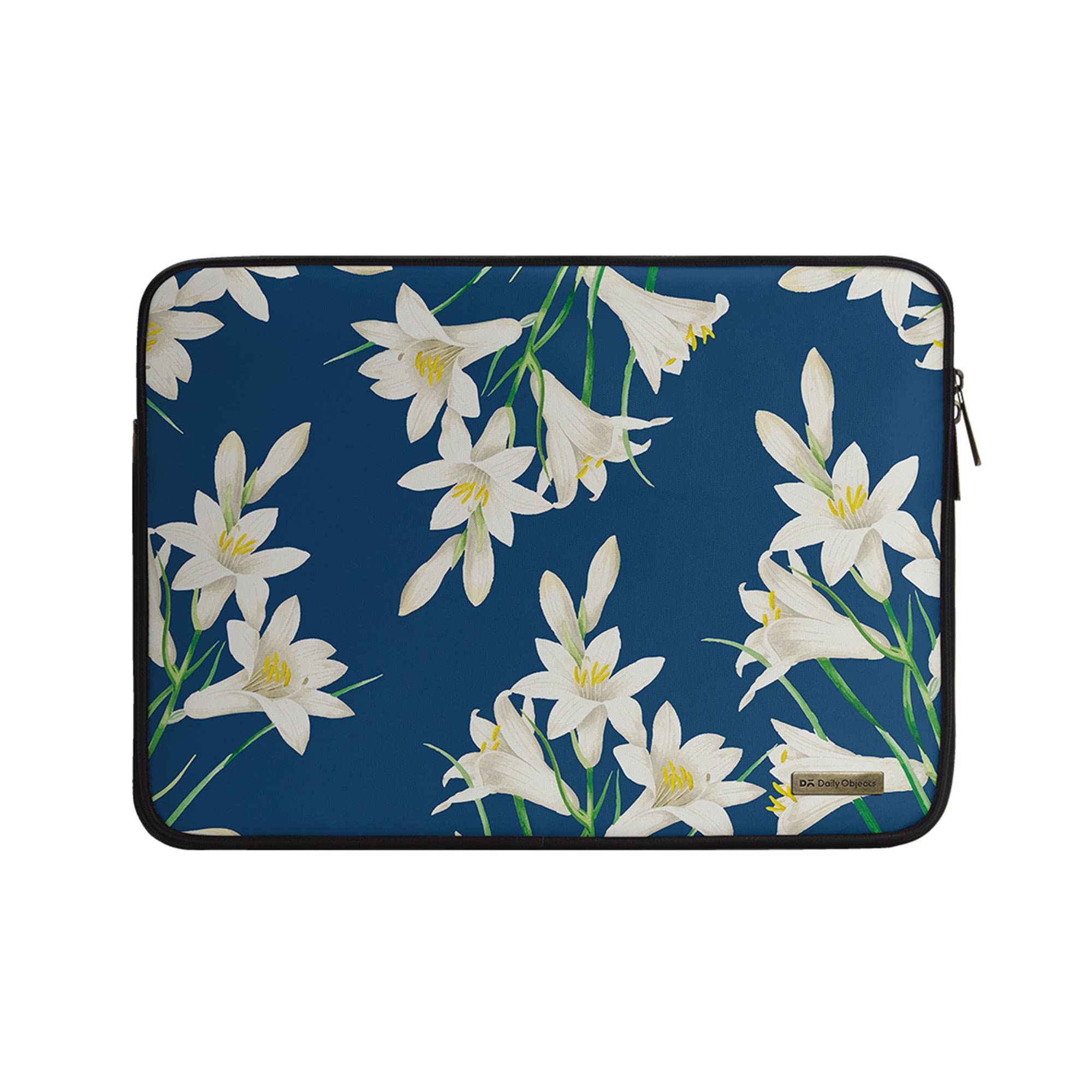 DailyObjects Printed Zippered Sleeve for MacBook & Laptop 11 Inch | White Lillies Print Poly Cotton Canvas Sleeves with Inner Lining | Durable Stylish Light Weight Sleek Design with Zip Closure (B082R8KZWY) Amazon Price History, Amazon Price Tracker