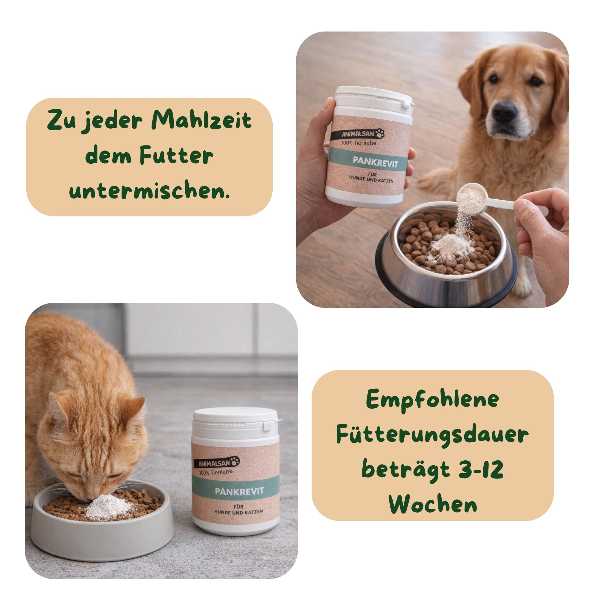 Pankrevit Pulver bei sensibler Verdauung, Hund & Katze, 500 g