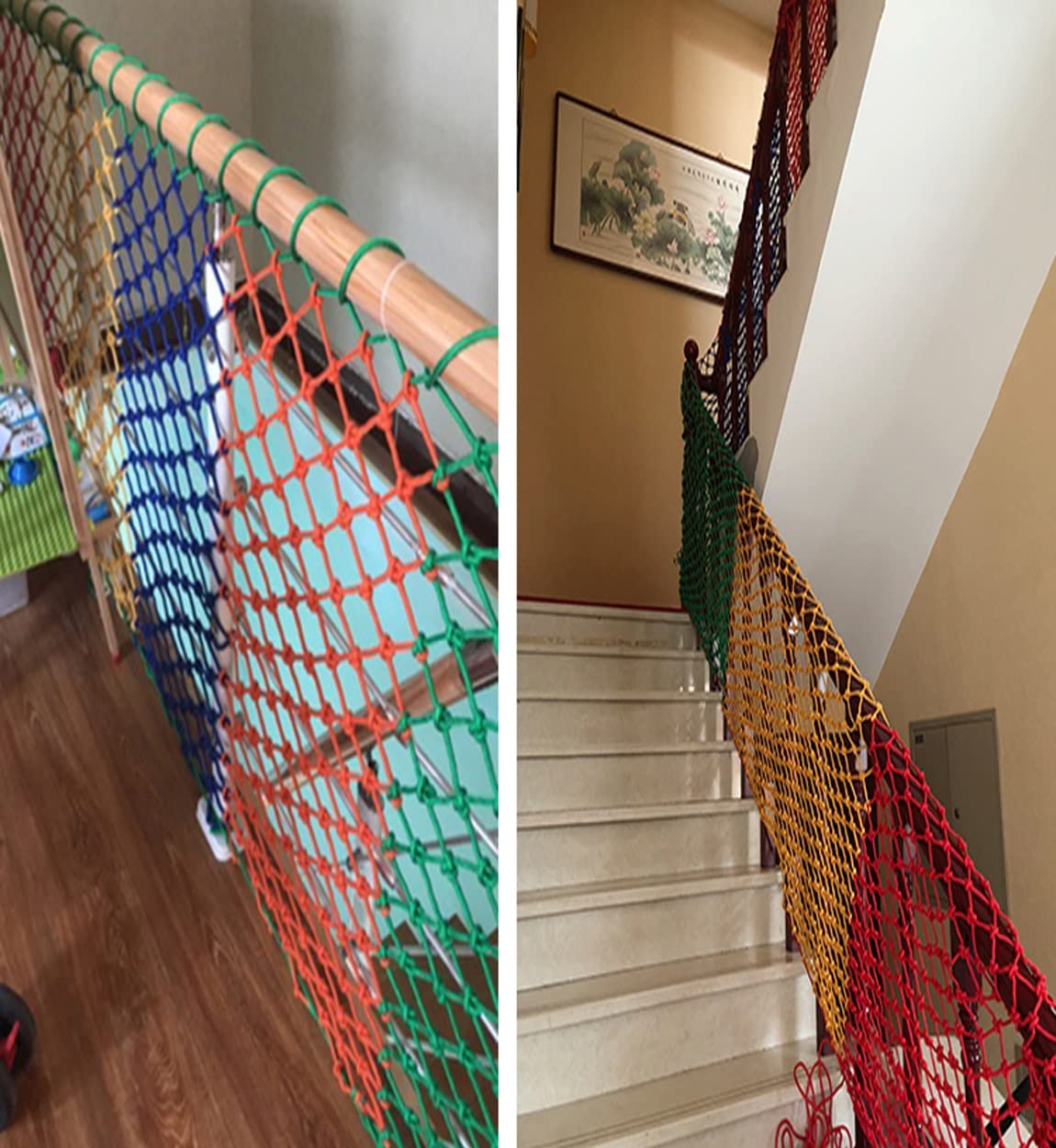 Red de seguridad infantil con cuerda de nailon anticaídas para mascotas y niños, red de escalada para jardín y balcón, red de seguridad para parque infantil, red de seguridad para escaleras y techo (2