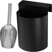 Stainless Ice Scoop with Holder Set Ice Scoop for Freezer and Food Containers Set for Grains Flour Nuts Cubes Cereals Home and Commercial Use