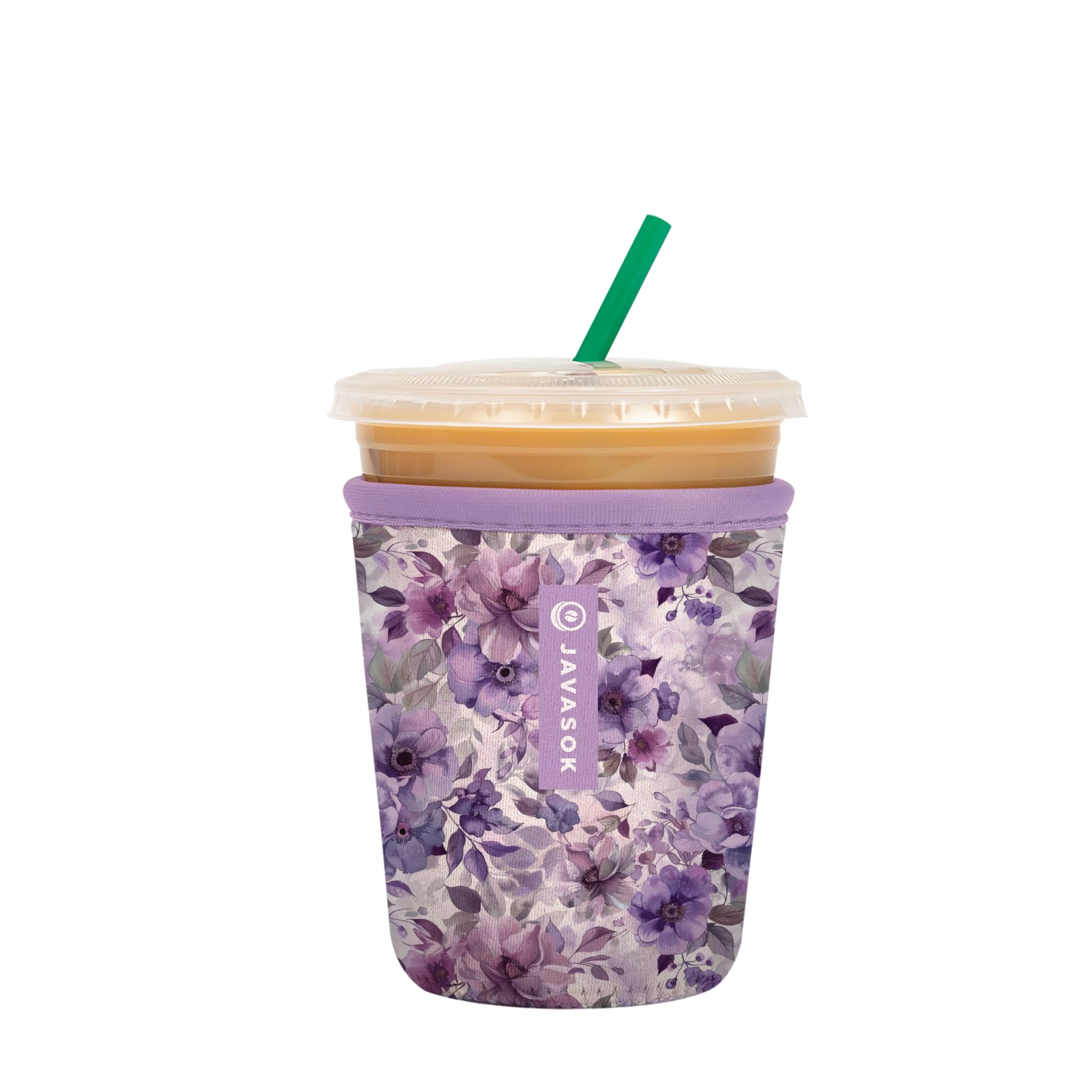 Sok It JavaSok Iced Coffee &amp; Cold Soda Insulated Neoprene Cup Sleeve (Lilac Meadows, Small: 16-20oz)