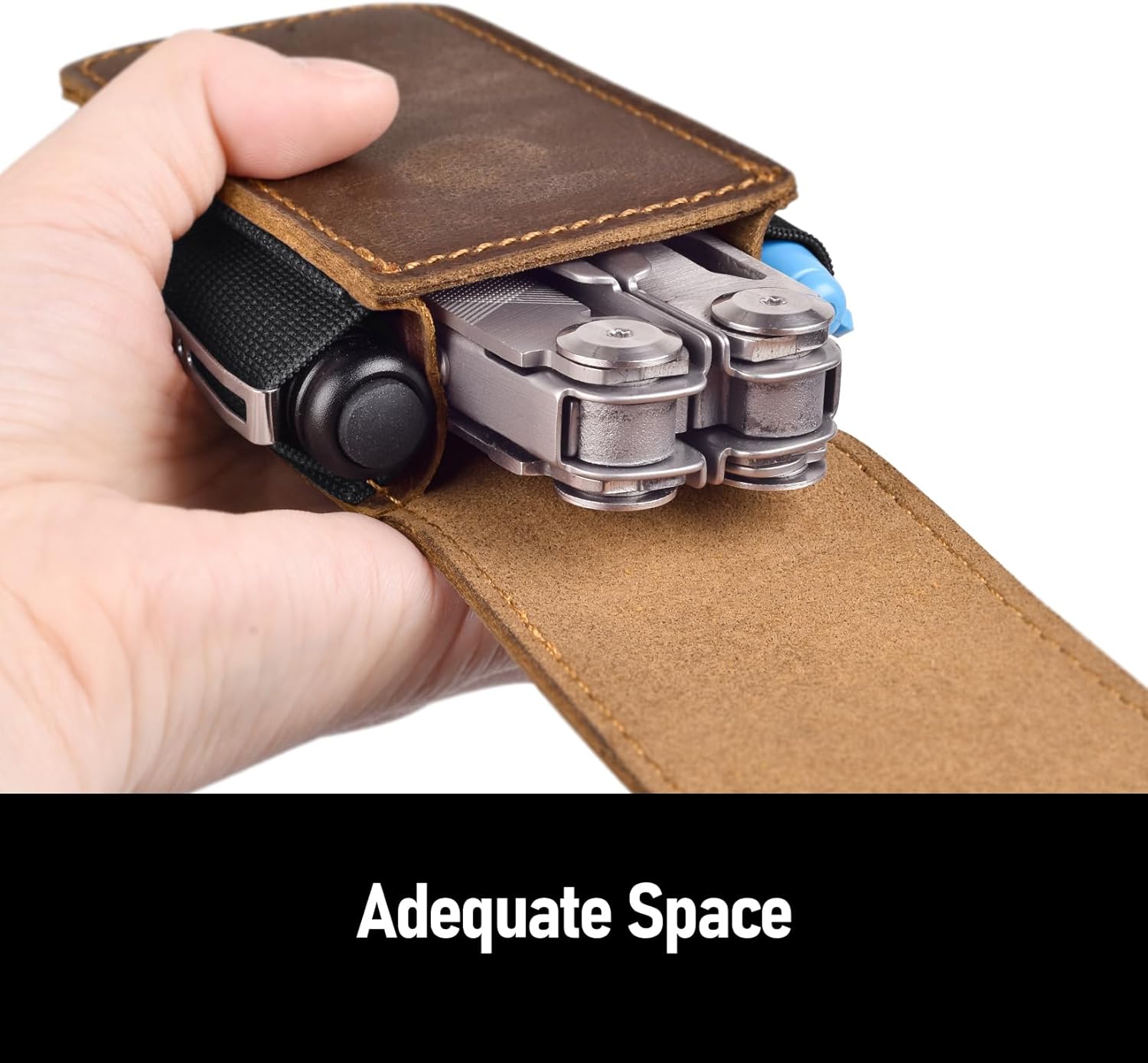 Multitool Sheath Men - Belt Leather Multitool Holster | EDC Belt Organizer for Leatherman, Gerber | Magnetic Closure Multitool Pouch Fits Folding Tool, (Darkbrown) - Image 3