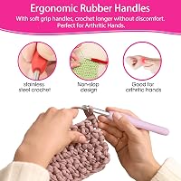 RealPlus 44 Részes Rózsaszín Horgolótű Készlet Ergonomikus Gumi Fogantyúval - 12 Méretű (2-8mm) Horgolókészlet Kezdőknek és Haladóknak 3