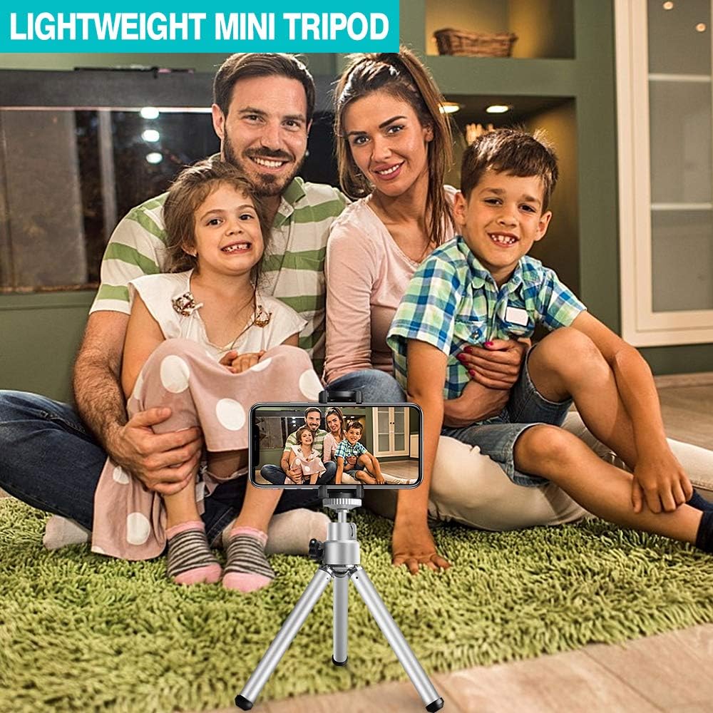 Mini Tripod for Cell Phone, 6 Inch Extendable Phone Tripod Stand Holder for Live Broadcast and Selfie, Compatible with All Phones/DSLR Camera