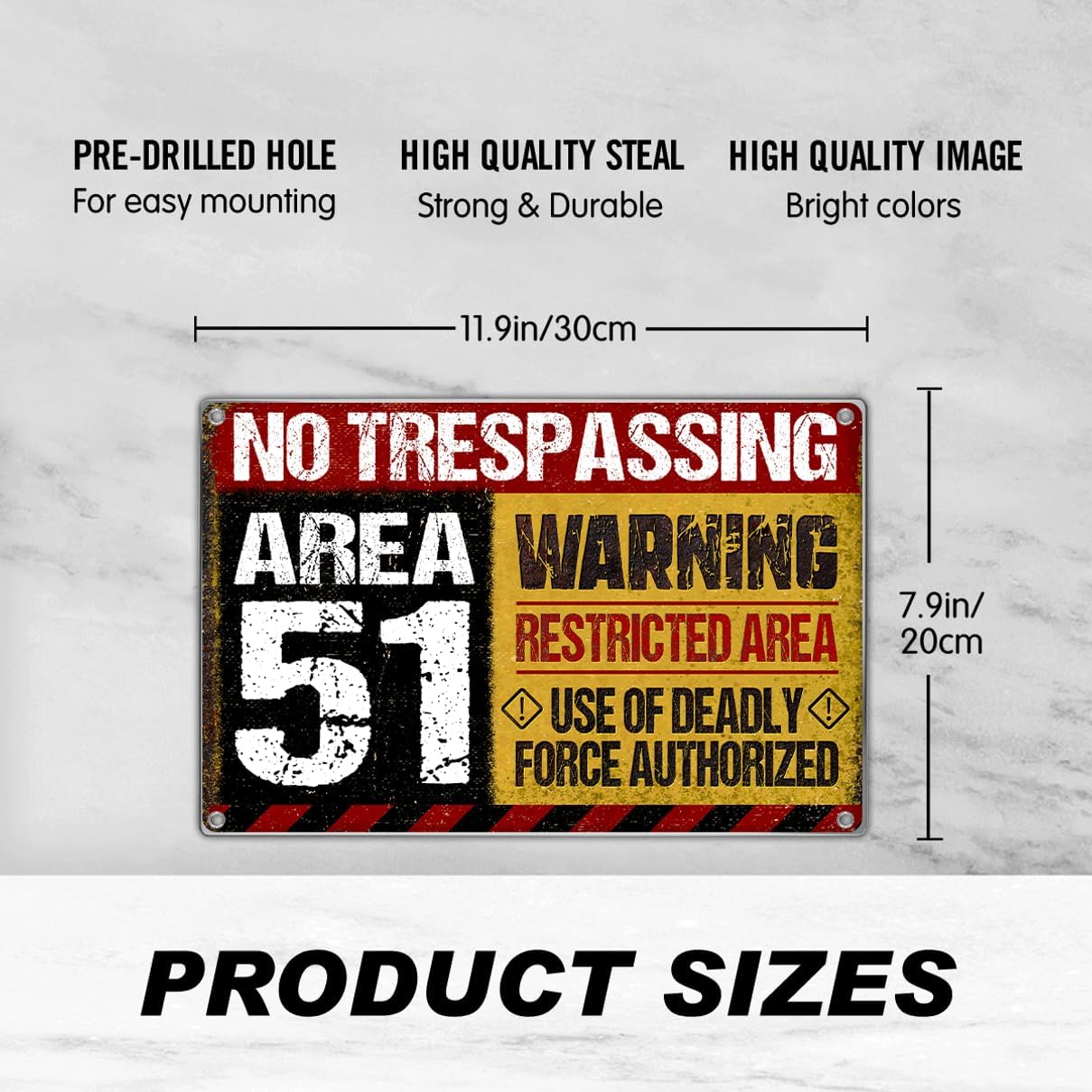 Area No Trespassing Warning Restricted Deadly Force Authorized Metal Sign 12 x 8 Inch Vintage Wall Decor For Garage Bar Man Cave Game Room Aluminum Indoor image 3