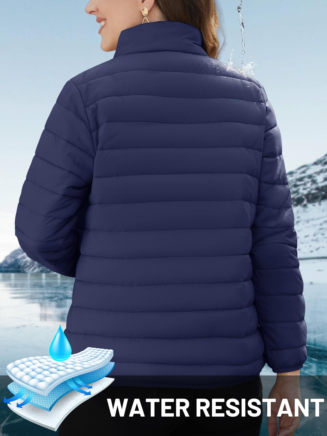 TACVASEN Women's Puffer Jackets Quilted Packable Puffy Coats Lightweight Winter Warm Zip Up Down Jacket Stand Collar - Image 4