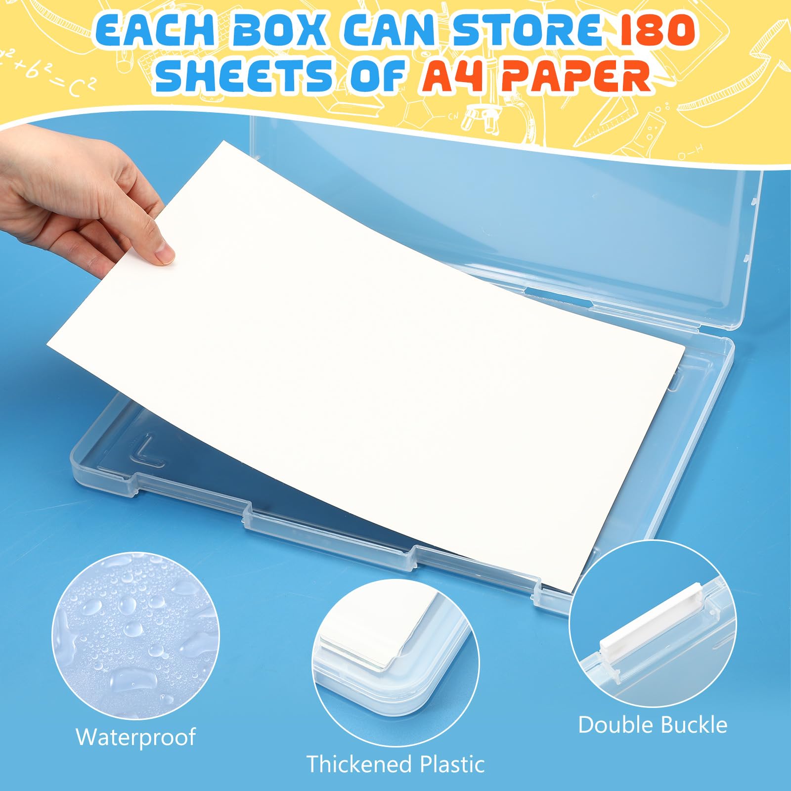 Affrolling Paquete de 4 cajas de archivos A4, organizador de papel, colorido, transparente, para documentos, proyectos, caja de almacenamiento de papel, caja protectora de archivos para revistas,