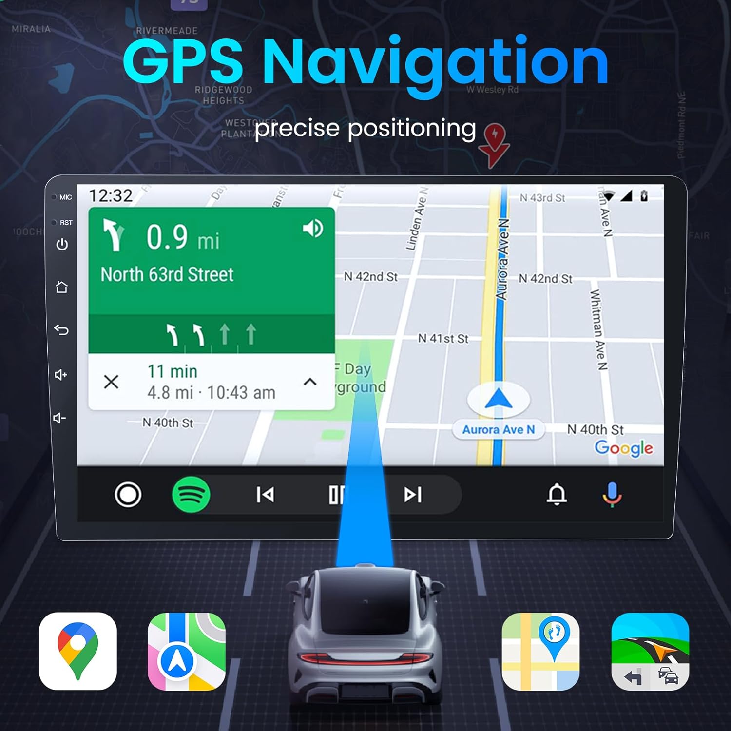 4+64G Car Radio for Mazda 3 2010-2013: 9" 1280x800 Touchscree Car Stereo with Wireless Carplay & Android Auto GPS Navigation Bluetooth WiFi FM SWC Backup Camera